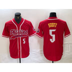 Philadelphia Phillies #5 Bryson Stott Number Red Fotopoulosg Cool Base Stitched Jersey 2