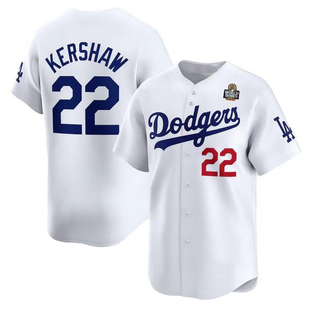 Los Angeles Dodgers #22 Clayton Kershaw White Fotopoulosg 2024 World Series Home Limited Stitched Jersey