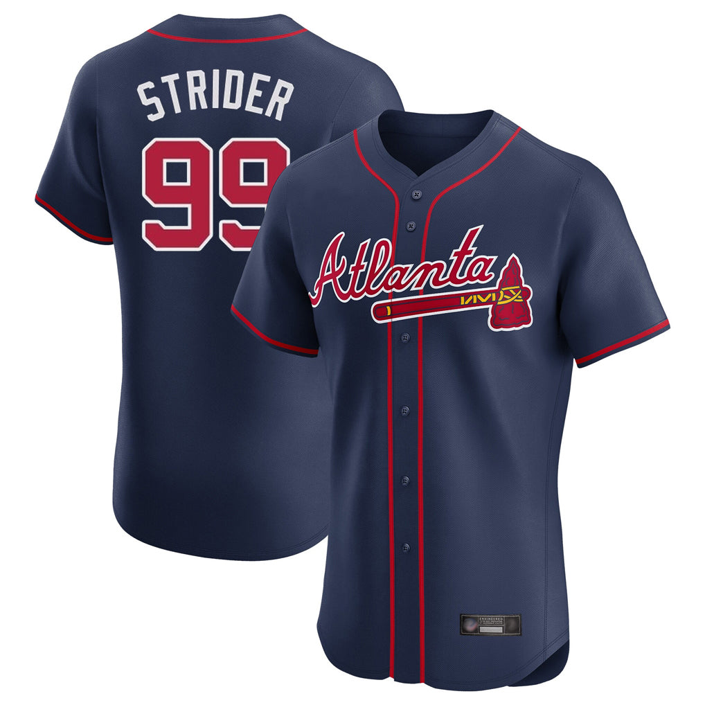 Atlanta Braves #99 Spencer Strider Player Navy Fotopoulosg Limited Elite Home Game Stitched Jerseys