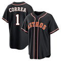 Houston Astros #1 Carlos Correa Player Black Fotopoulosg Fashion Out Home Game Stitched Jerseys