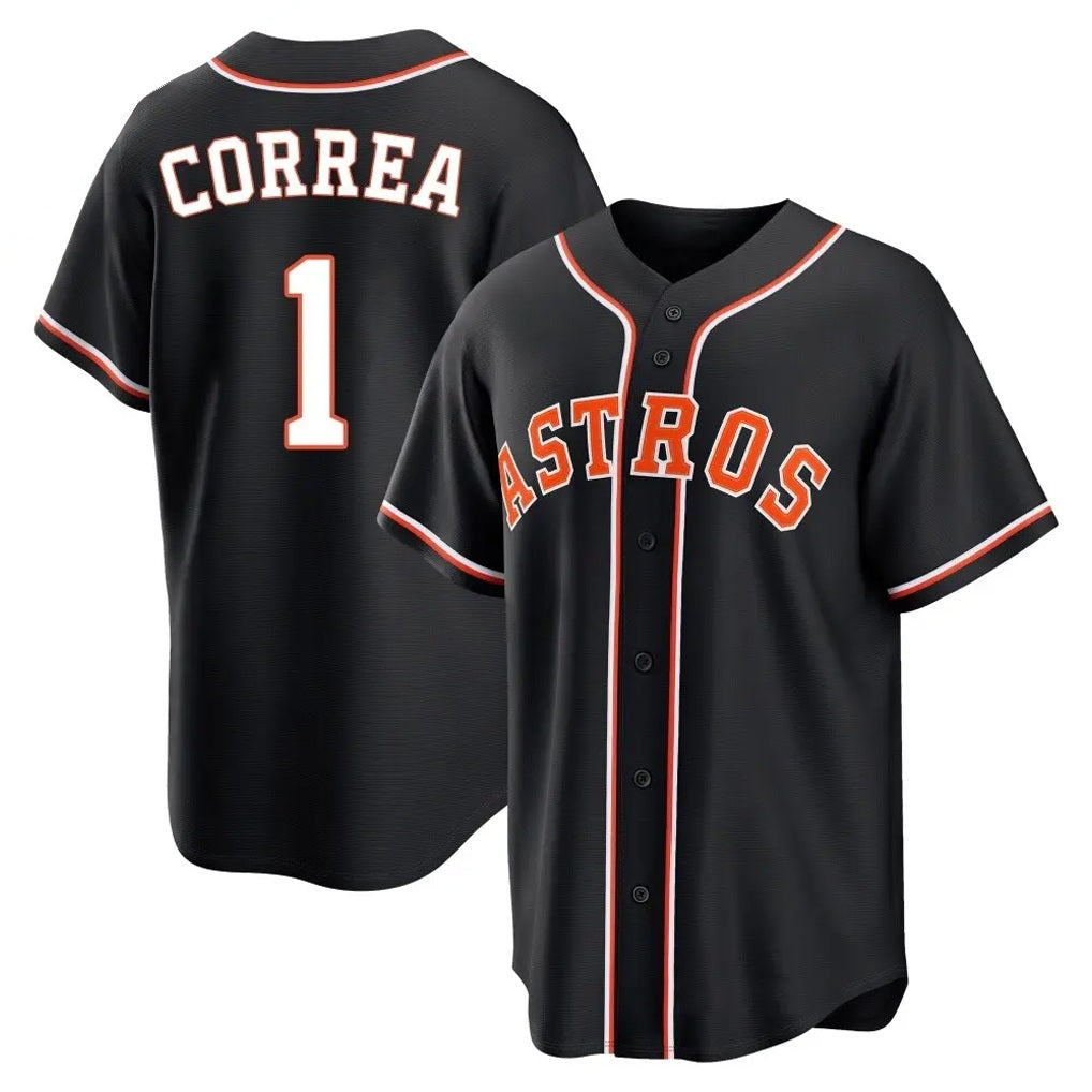 Houston Astros #1 Carlos Correa Player Black Fotopoulosg Fashion Out Home Game Stitched Jerseys