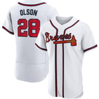 Atlanta Braves #28 Matt Olson White Fotopoulosg Flex base Jersey
