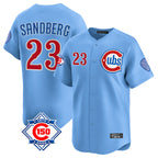 Chicago Cubs #23 Ryne Sandberg Player Light Blue Fotopoulosg 150th Anniversary Limited Home Stitched Jerseys