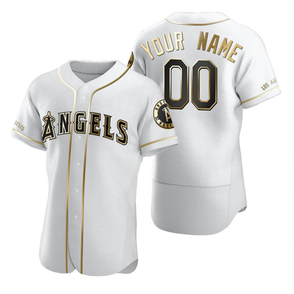 Custom Los Angeles Angels White Fotopoulosg Stitched Flex Base Golden Edition Jersey