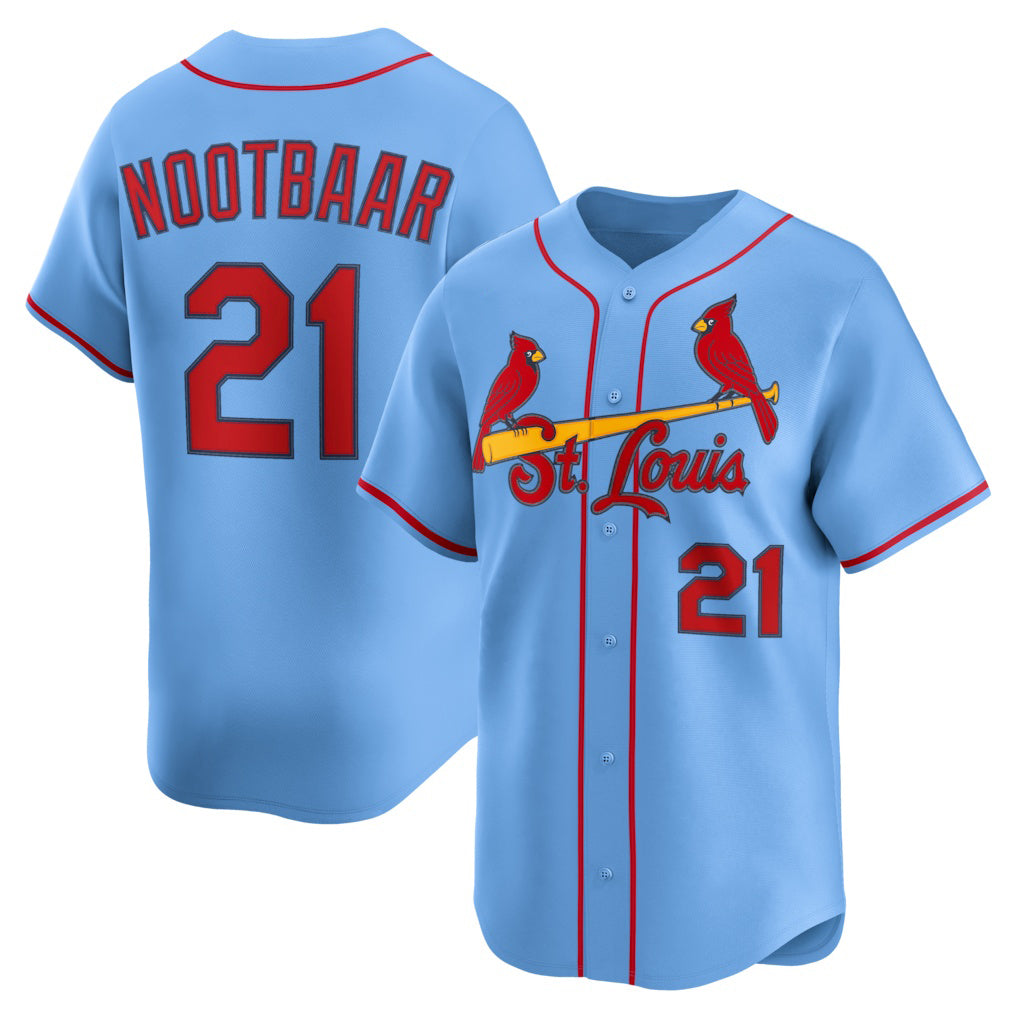 St. Louis Cardinals #21 Lars Nootbaar Light Blue Fotopoulosg Alternate Limited Jersey