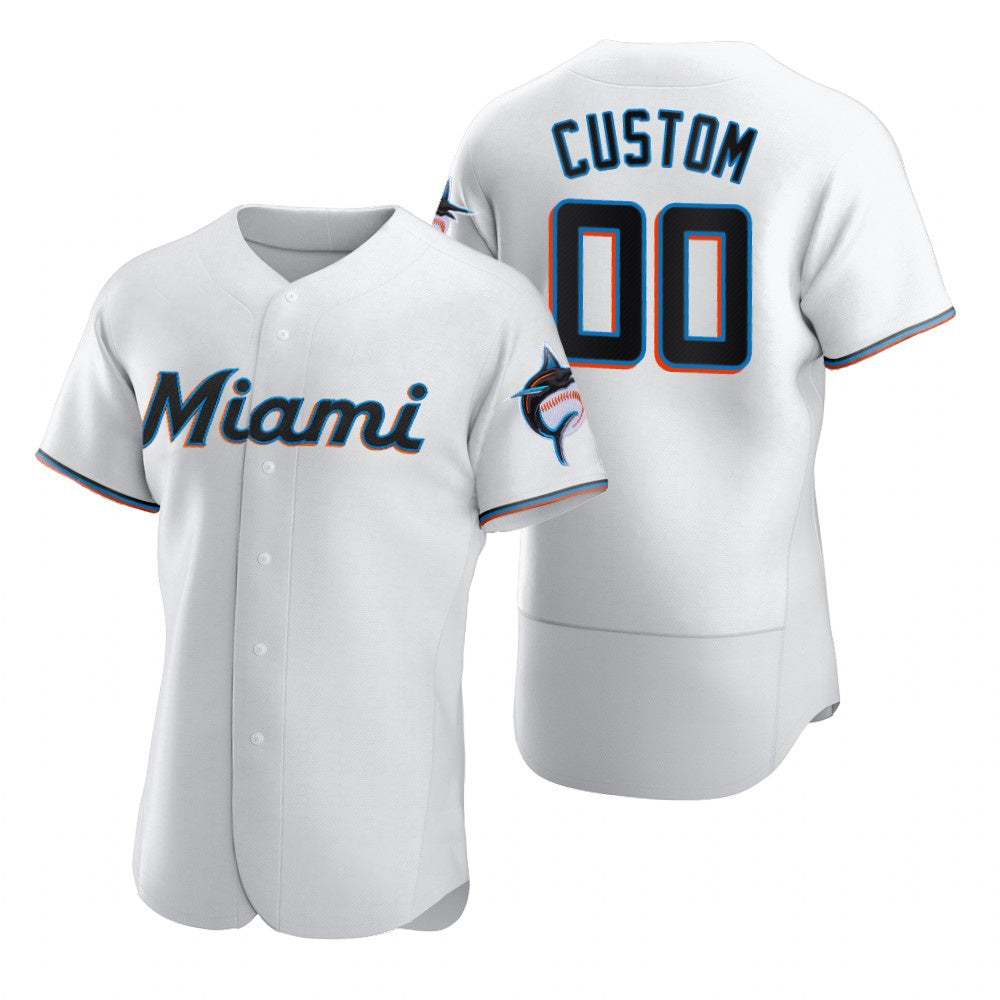Custom Miami Marlins White Fotopoulosg 2020 Stitched Flex Base Jersey