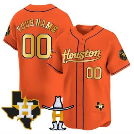 Custom Houston Astros Houston Rodeo Patch Vapor Premier Limited Jersey ¨C Orange Fotopoulosg