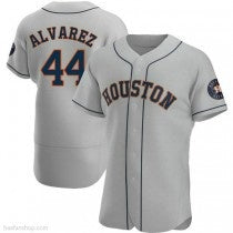 Houston Astros #44 Yordan Alvarez Authentic Gray Fotopoulosg Road Jerseys