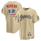 Arizona Diamondbacks #14 Gabriel Moreno Player Tan Fotopoulosg USA 250 Fourth of July Home Game Stitched Jerseys