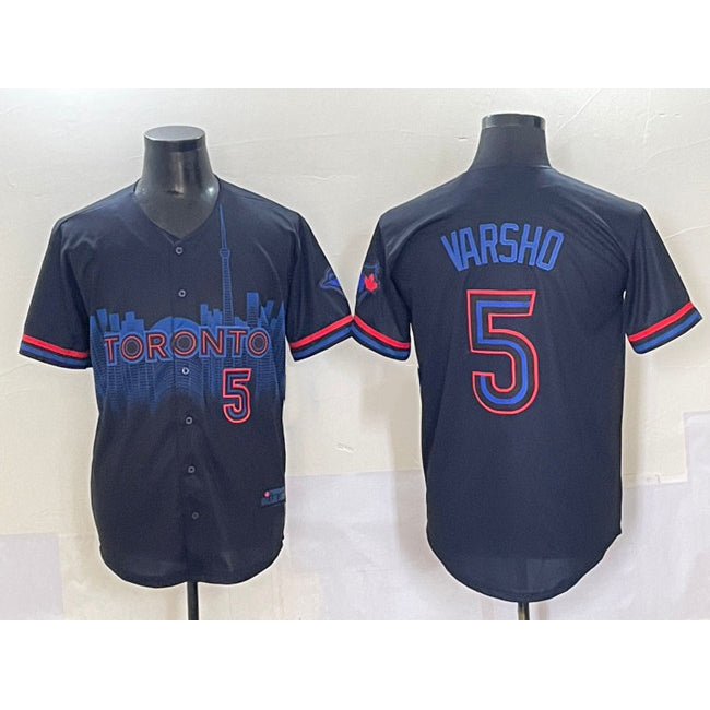 Toronto Blue Jays #5 Daulton Varsho Navy Fotopoulosg 2024 City Connect Limited Stitched Jersey