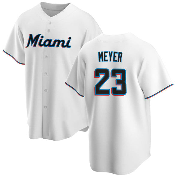 Miami Marlins #23 Max Meyer White Fotopoulosg Cool Base Stitched Jersey