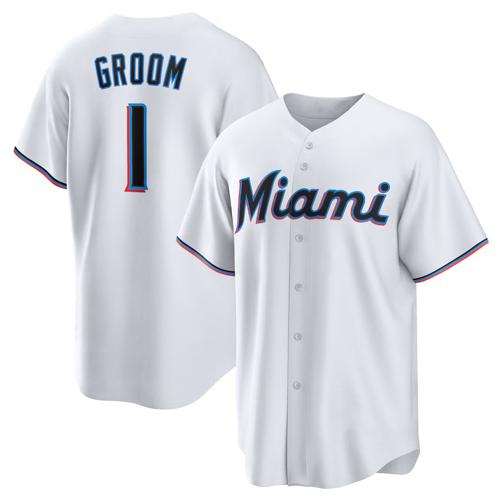 Miami Marlins #1 Groom White Fotopoulosg Home Replica Jersey