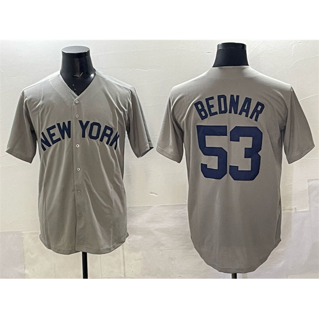 New York Yankees #53 David Bednar Grey Fotopoulosg Stitched Jersey