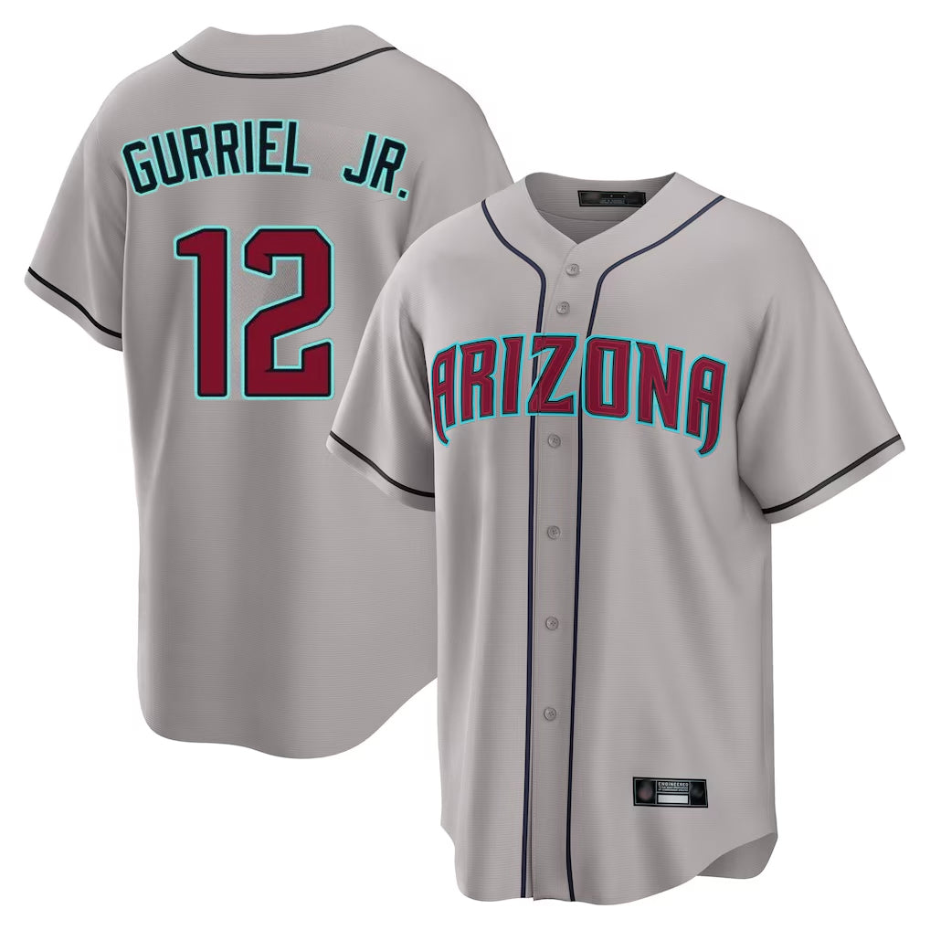 Arizona Diamondbacks #12 Lourdes Gurriel Jr Player Gray Fotopoulosg Road Home Game Stitched Jerseys