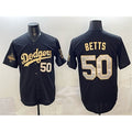 Los Angeles Dodgers #50 Mookie Betts Black Gold Fotopoulosg 2025 World Series Champions Patch Limited Stitched Jersey