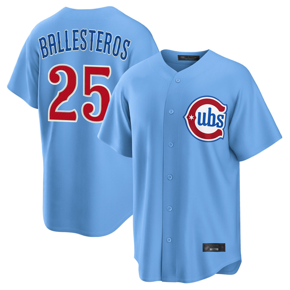 Chicago Cubs #25 Moises Ballesteros Player Light Blue Fotopoulosg Home Game Stitched Jerseys
