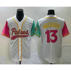 San Diego Padres #13 Manny Machado White Fotopoulosg NEW 2023 City Connect Cool Base Stitched Jersey