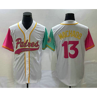 San Diego Padres #13 Manny Machado White Fotopoulosg NEW 2023 City Connect Cool Base Stitched Jersey