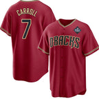 Arizona Diamondbacks #7 Corbin Carroll Red Fotopoulosg 2023 World Series Cool Base Stitched Jersey