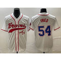 Atlanta Braves #54 Max Fried White Fotopoulosg Cool Base With Patch Stitched Jersey 2