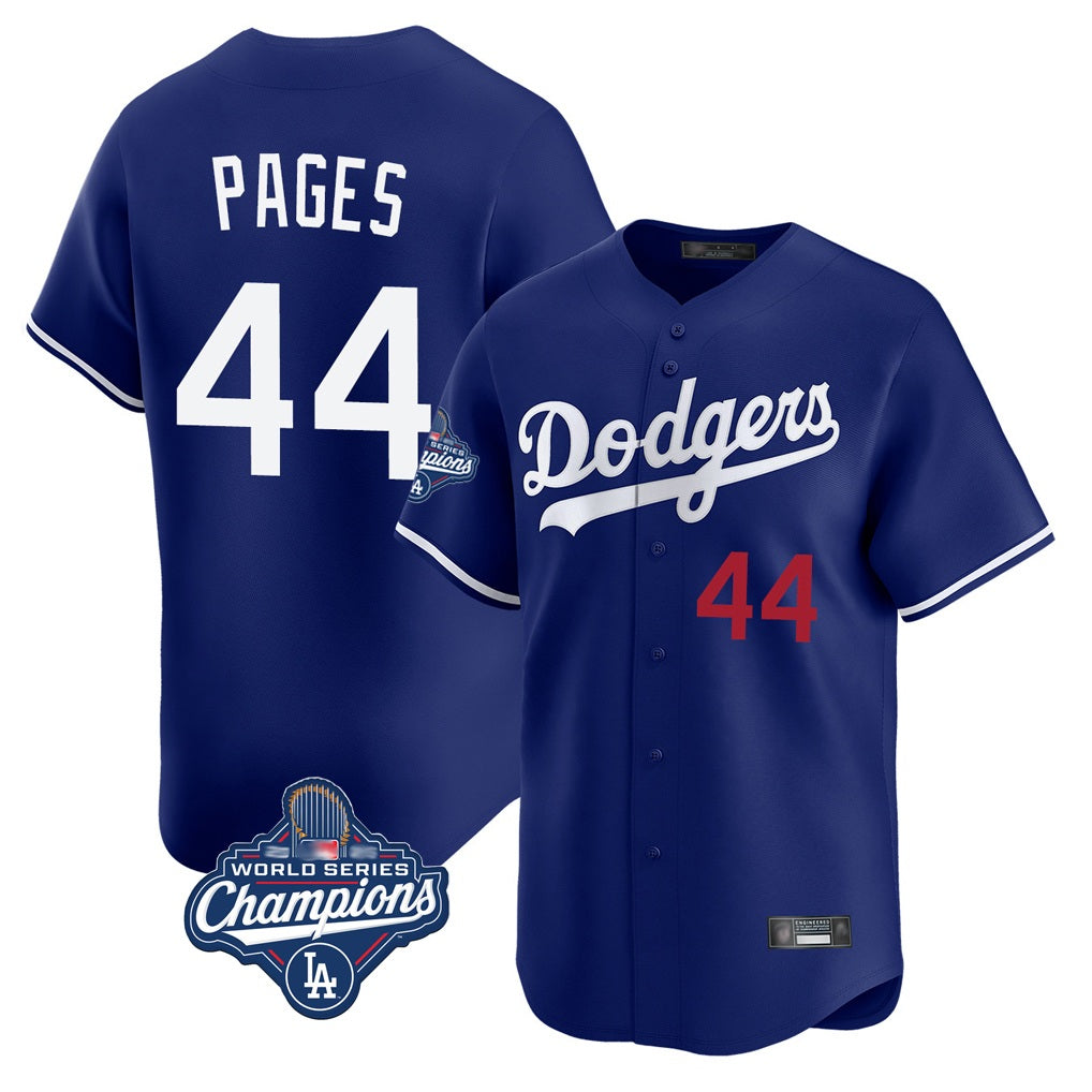 Los Angeles Dodgers #44 Andy Pages Player Royal Fotopoulosg World Series Meet Limited Home Stitched Jerseys