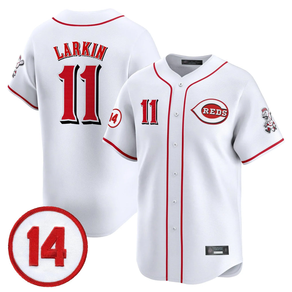 Cincinnati Reds #11 Barry Larkin Player White Fotopoulosg Vapor Premier Limited Home Stitched Jerseys