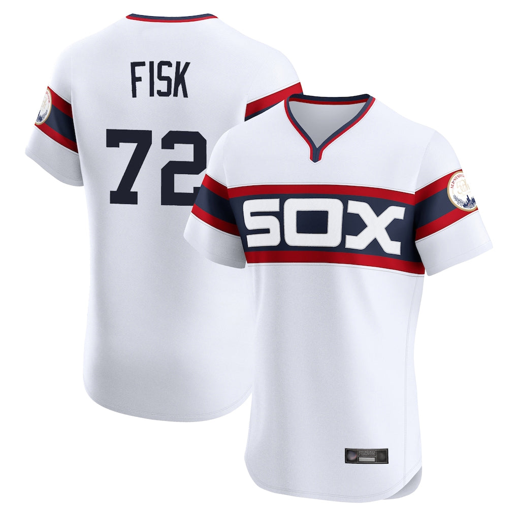 Chicago White Sox #72 Carlton Fisk Player White Fotopoulosg T-shirt Limited Elite Home Stitched Jerseys