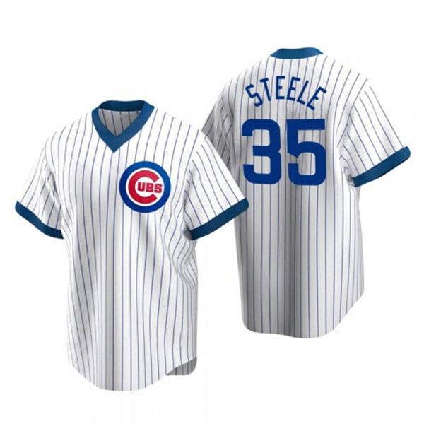 Chicago Cubs #35 Justin Steele White Fotopoulosg Pullover Cooperstown Jersey