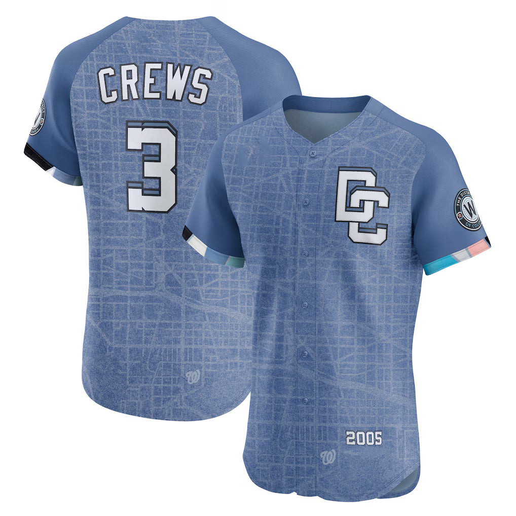 Washington Nationals #3 Dylan Crews Blue Fotopoulosg 2025 City Connect Elite Player Jersey
