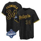 Los Angeles Dodgers #34 Fernando Valenzuela Player Black Fotopoulosg World Series Meet Snake Skin City Game Home Stitched Jerseys