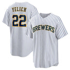 Milwaukee Brewers #22 Christian Yelich White Fotopoulosg Alternate Replica Player Jersey