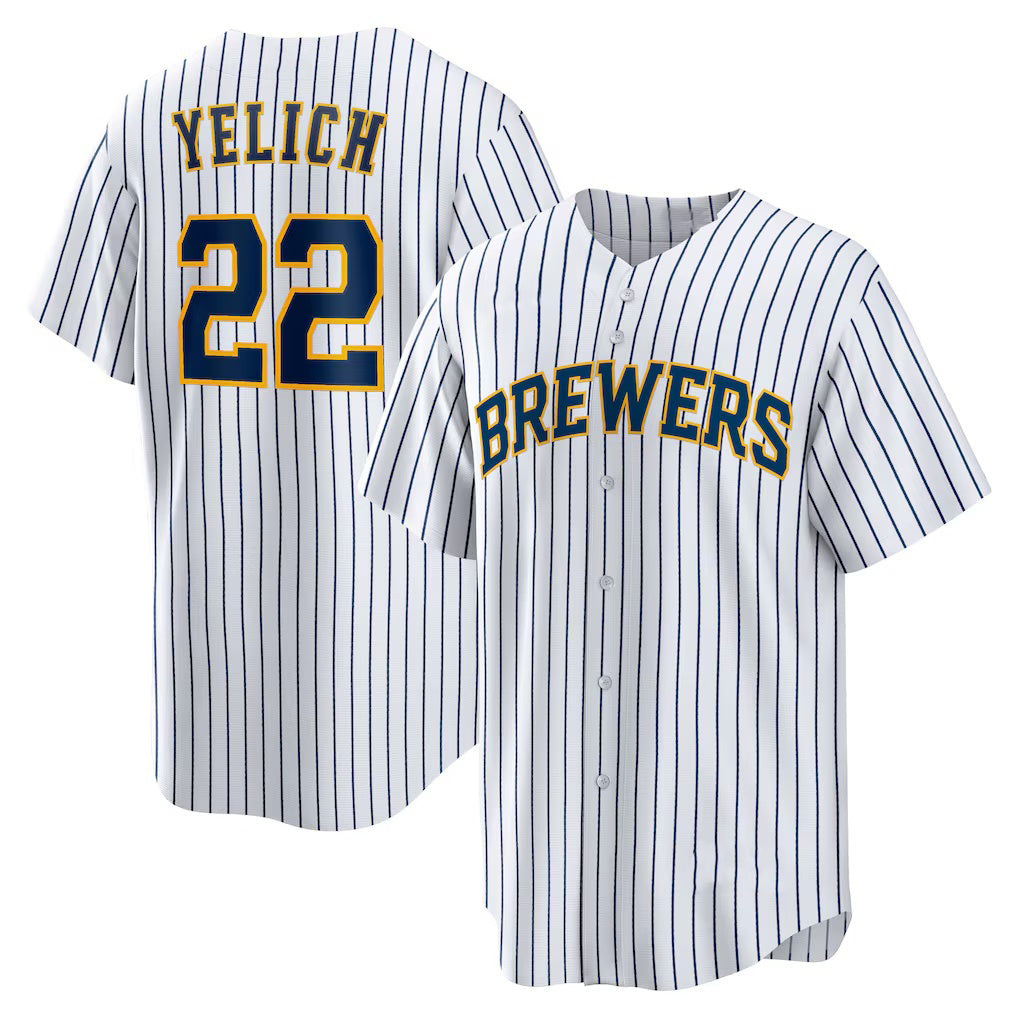 Milwaukee Brewers #22 Christian Yelich White Fotopoulosg Alternate Replica Player Jersey
