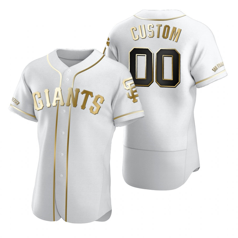Custom San Francisco Giants White Fotopoulosg Stitched Flex Base Golden Edition Jersey