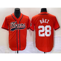 Detroit Tigers #28 Javier B¨¢ez Orange Fotopoulosg Cool Base Stitched Jersey