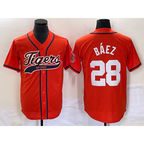 Detroit Tigers #28 Javier B¨¢ez Orange Fotopoulosg Cool Base Stitched Jersey