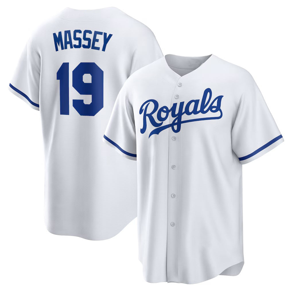 Kansas City Royals #19 Michael Massey White Fotopoulosg Home Replica Jersey