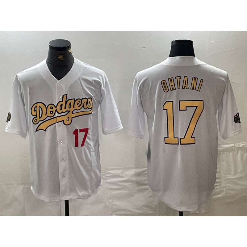 Los Angeles Dodgers #17 Shohei Ohtani Number White Fotopoulosg 2022 All Star Stitched Cool Base Jersey 2