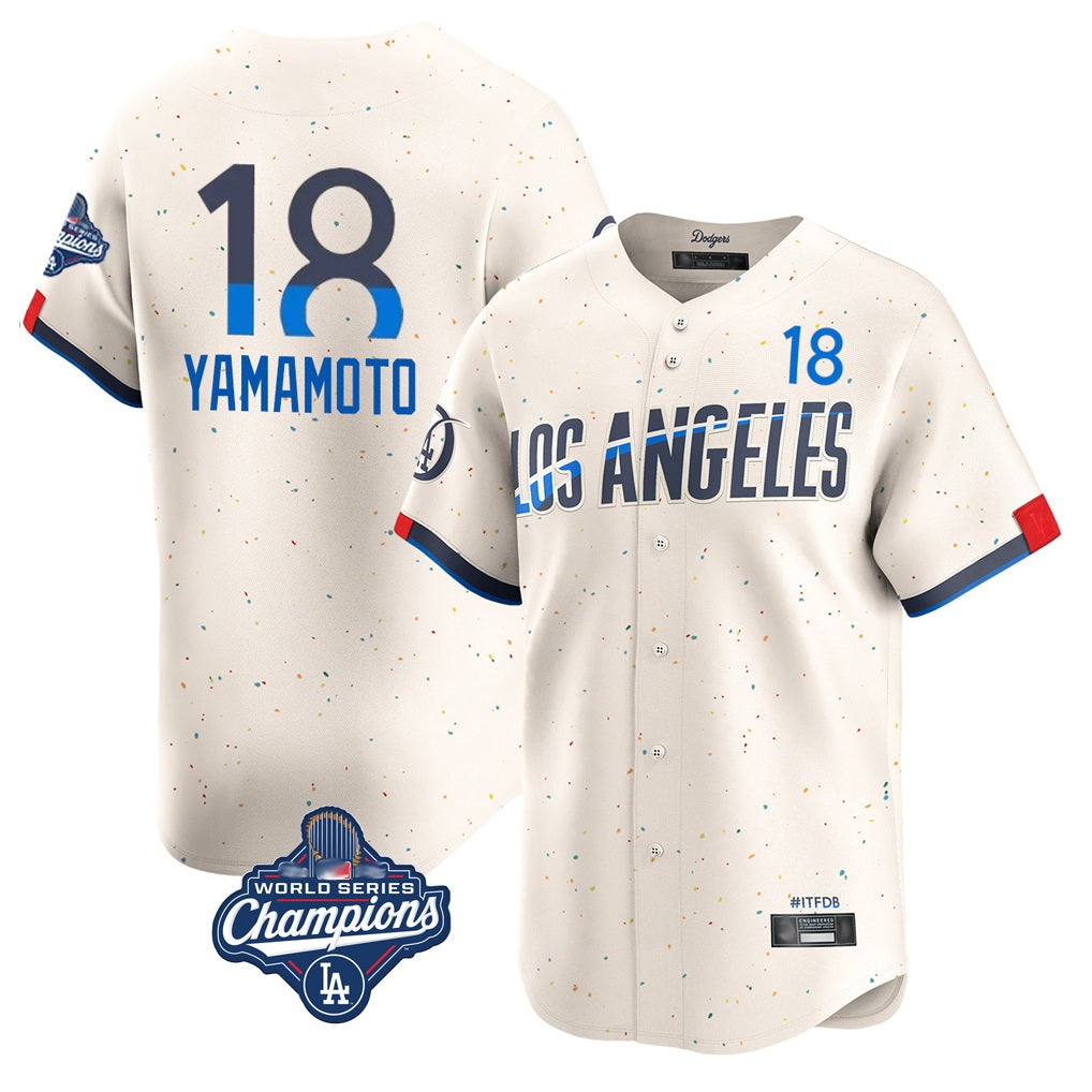 Los Angeles Dodgers #18 Yoshinobu Yamamoto Player Cream Fotopoulosg World Series Meet City Connect Limited Home Stitched Jerseys