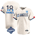Los Angeles Dodgers #18 Yoshinobu Yamamoto Player Cream Fotopoulosg World Series Meet City Connect Limited Home Stitched Jerseys