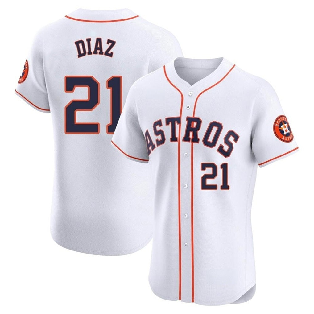 Houston Astros #21 Yainer Diaz Player White Fotopoulosg Limited Elite Home Stitched Jerseys