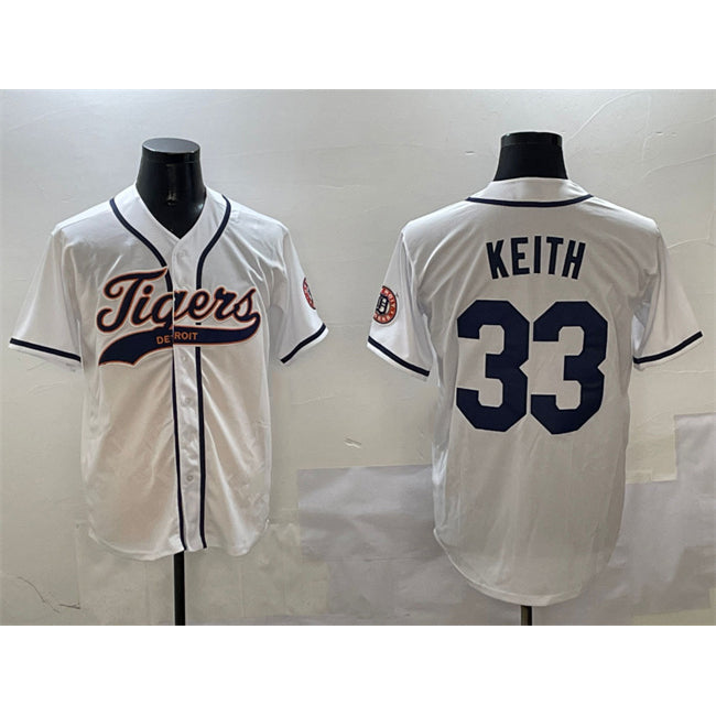 Detroit Tigers #33 Colt Keith White Fotopoulosg With Patch Cool Base Stitched Jersey