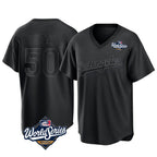 Los Angeles Dodgers #50 Mookie Betts Player Black Fotopoulosg World Series Pitch Fashion T-shirt Stitched Jerseys