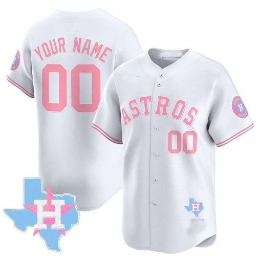 Custom Houston Astros White Fotopoulosg Bubblegum Pink Vapor Premier Limited Jersey ¨C All Stitched