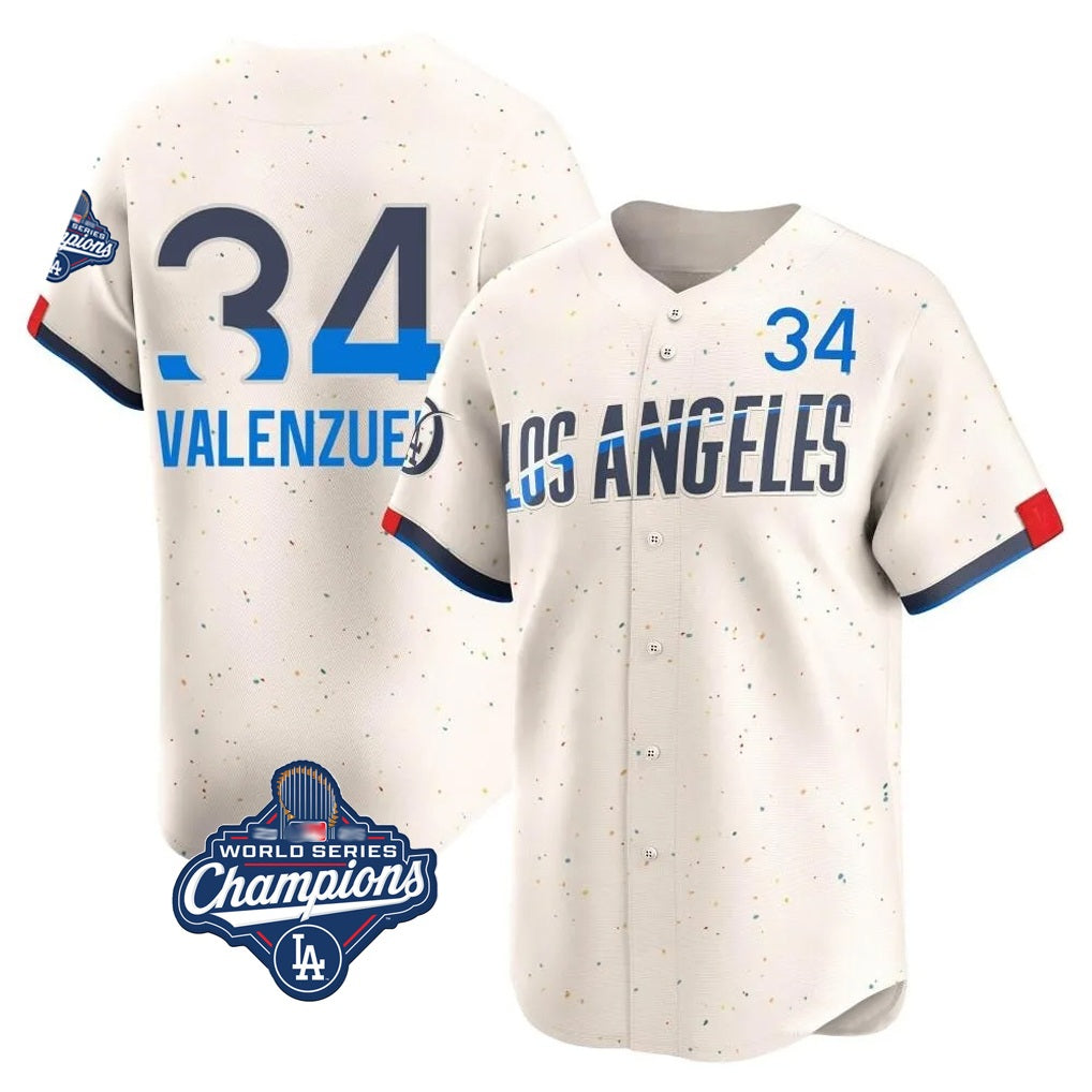 Los Angeles Dodgers #34 Fernando Valenzuela Player Cream Fotopoulosg World Series Meet City Connect Limited Home Stitched Jerseys