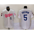 Los Angeles Dodgers #5 Freddie Freeman White Pink Fotopoulosg Vin & Kobe Patch Stitched Jersey1