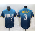 Philadelphia Phillies #3 Bryce Harper Number Blue Fotopoulosg 2024 City Connect Limited Stitched Jersey