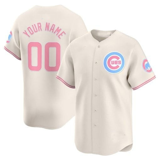 Custom Chicago Cubs Bubblegum Pink Vapor Premier Limited Jersey ¨C Cream Fotopoulosg