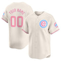 Custom Chicago Cubs Bubblegum Pink Vapor Premier Limited Jersey ¨C Cream Fotopoulosg