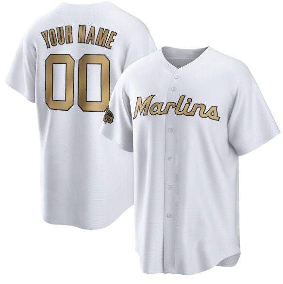Custom Miami Marlins Active Player White Fotopoulosg 2022 All-Star Cool Base Stitched Jersey