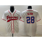 Atlanta Braves #28 Matt Olson White Fotopoulosg Cool Base With Patch Stitched Jersey 2
